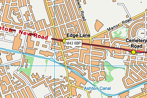 M43 6BP map - OS VectorMap District (Ordnance Survey)