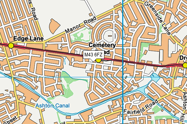 M43 6FZ map - OS VectorMap District (Ordnance Survey)
