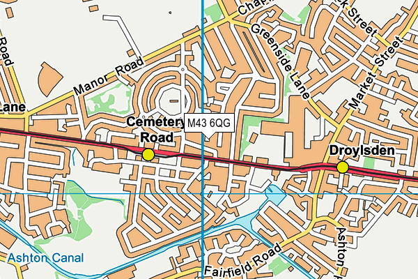 M43 6QG map - OS VectorMap District (Ordnance Survey)
