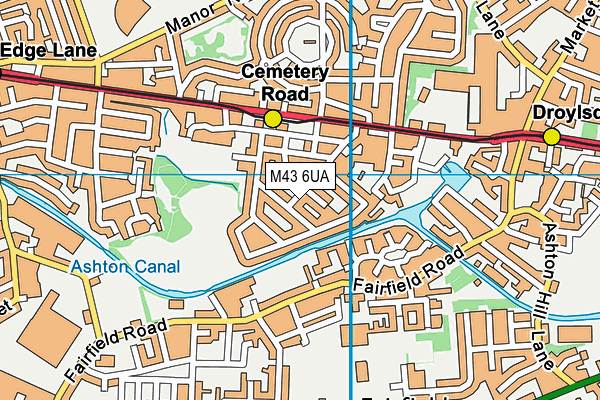 M43 6UA map - OS VectorMap District (Ordnance Survey)