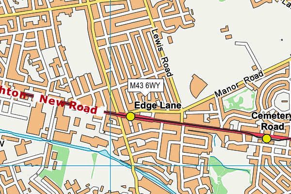 M43 6WY map - OS VectorMap District (Ordnance Survey) M43 6WY map - OS VectorMap District (Ordnance Survey)