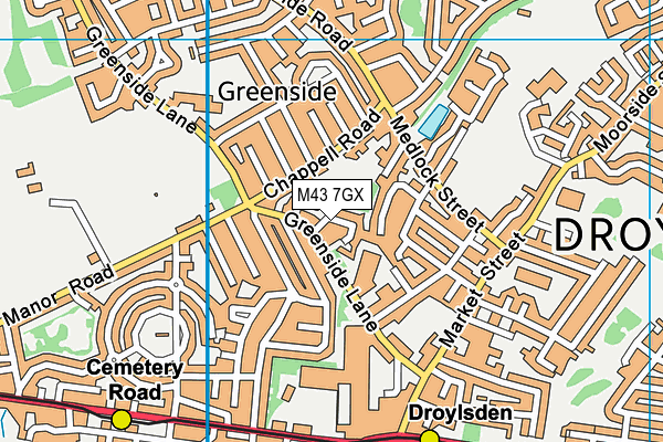 M43 7GX map - OS VectorMap District (Ordnance Survey) M43 7GX map - OS VectorMap District (Ordnance Survey)