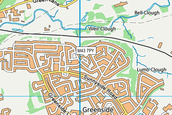 M43 7PY map - OS VectorMap District (Ordnance Survey)