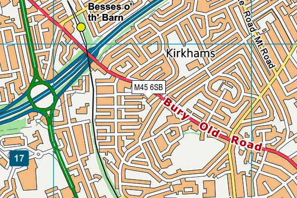 M45 6SB map - OS VectorMap District (Ordnance Survey)