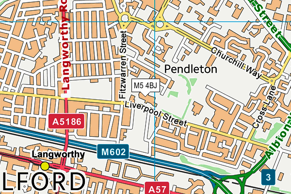 M5 4BJ map - OS VectorMap District (Ordnance Survey)