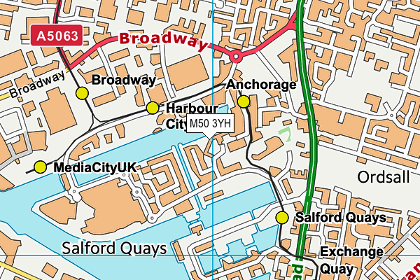 M50 3YH map - OS VectorMap District (Ordnance Survey)