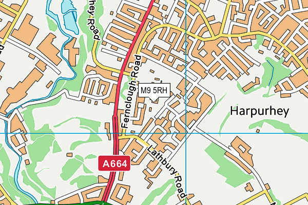 M9 5RH map - OS VectorMap District (Ordnance Survey)