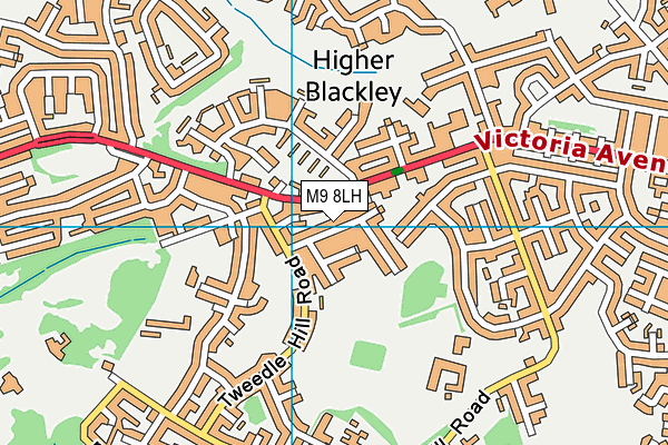M9 8LH map - OS VectorMap District (Ordnance Survey)