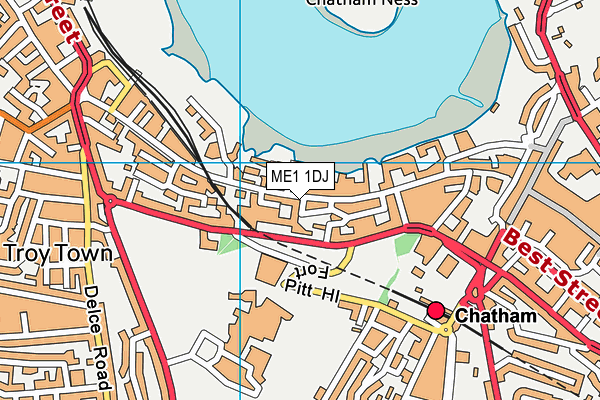 ME1 1DJ map - OS VectorMap District (Ordnance Survey) ME1 1DJ map - OS VectorMap District (Ordnance Survey)