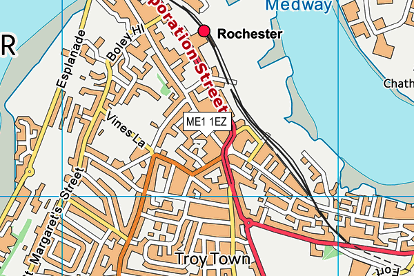 ME1 1EZ map - OS VectorMap District (Ordnance Survey) ME1 1EZ map - OS VectorMap District (Ordnance Survey)