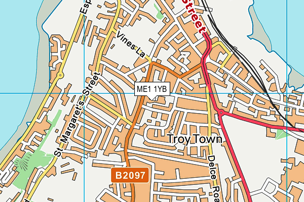 ME1 1YB map - OS VectorMap District (Ordnance Survey) ME1 1YB map - OS VectorMap District (Ordnance Survey)