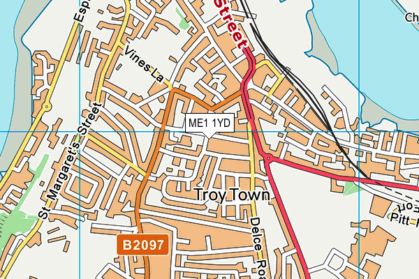 ME1 1YD map - OS VectorMap District (Ordnance Survey) ME1 1YD map - OS VectorMap District (Ordnance Survey)