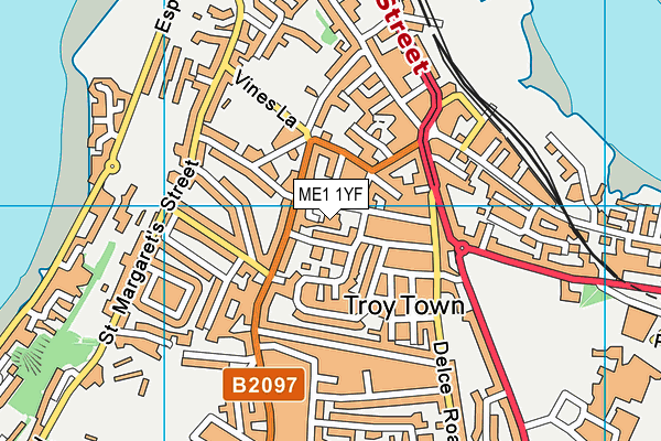 ME1 1YF map - OS VectorMap District (Ordnance Survey) ME1 1YF map - OS VectorMap District (Ordnance Survey)