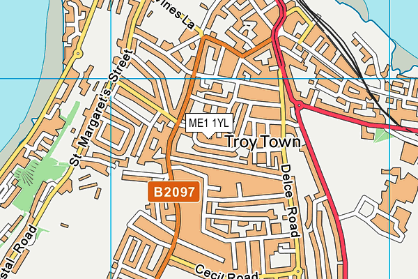 ME1 1YL map - OS VectorMap District (Ordnance Survey)