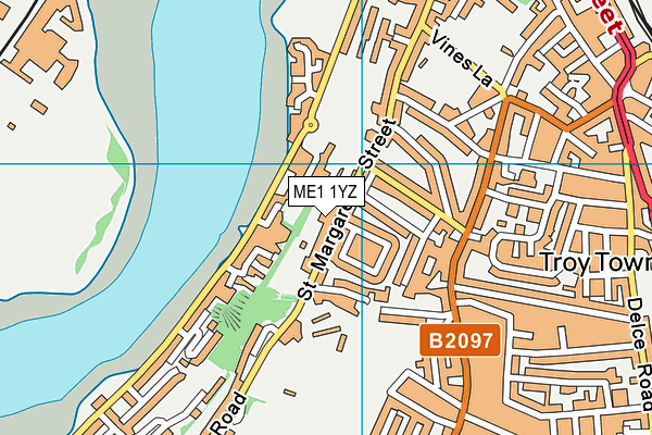ME1 1YZ map - OS VectorMap District (Ordnance Survey) ME1 1YZ map - OS VectorMap District (Ordnance Survey)