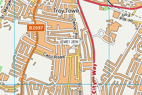 ME1 2EW map - OS VectorMap District (Ordnance Survey) ME1 2EW map - OS VectorMap District (Ordnance Survey)