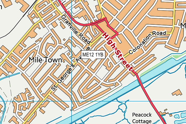 ME12 1YB map - OS VectorMap District (Ordnance Survey) ME12 1YB map - OS VectorMap District (Ordnance Survey)