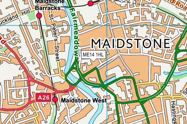 ME14 1HL map - OS VectorMap District (Ordnance Survey)