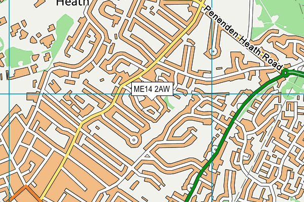 ME14 2AW map - OS VectorMap District (Ordnance Survey) ME14 2AW map - OS VectorMap District (Ordnance Survey)