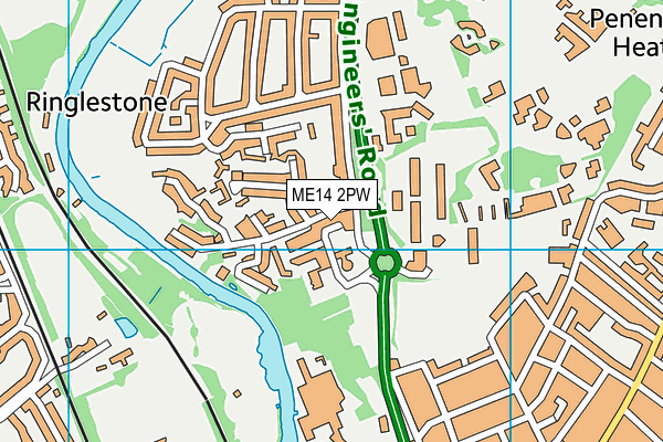 ME14 2PW map - OS VectorMap District (Ordnance Survey) ME14 2PW map - OS VectorMap District (Ordnance Survey)