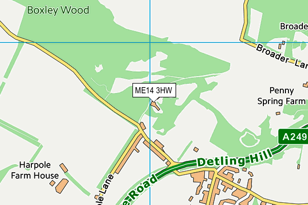 ME14 3HW map - OS VectorMap District (Ordnance Survey) ME14 3HW map - OS VectorMap District (Ordnance Survey)