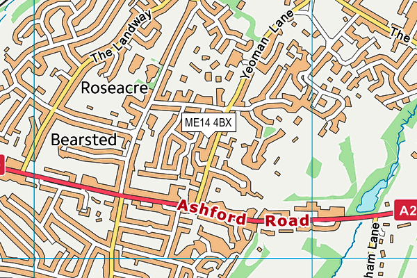 ME14 4BX map - OS VectorMap District (Ordnance Survey) ME14 4BX map - OS VectorMap District (Ordnance Survey)