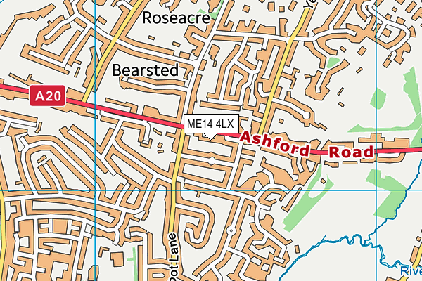 ME14 4LX map - OS VectorMap District (Ordnance Survey) ME14 4LX map - OS VectorMap District (Ordnance Survey)