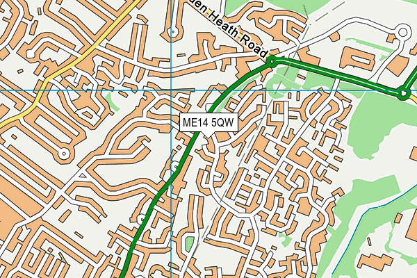 ME14 5QW map - OS VectorMap District (Ordnance Survey) ME14 5QW map - OS VectorMap District (Ordnance Survey)