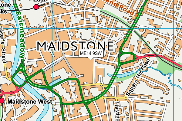 ME14 9SW map - OS VectorMap District (Ordnance Survey) ME14 9SW map - OS VectorMap District (Ordnance Survey)
