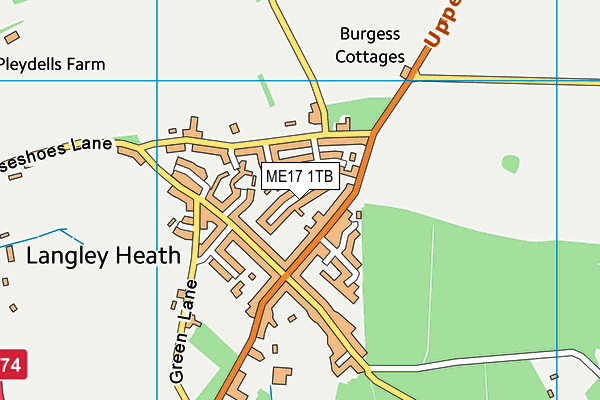 ME17 1TB map - OS VectorMap District (Ordnance Survey) ME17 1TB map - OS VectorMap District (Ordnance Survey)