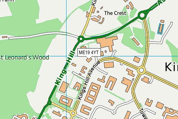 ME19 4YT map - OS VectorMap District (Ordnance Survey)