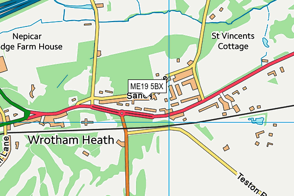 ME19 5BX map - OS VectorMap District (Ordnance Survey) ME19 5BX map - OS VectorMap District (Ordnance Survey)