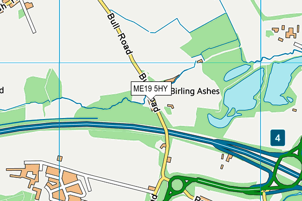 ME19 5HY map - OS VectorMap District (Ordnance Survey) ME19 5HY map - OS VectorMap District (Ordnance Survey)