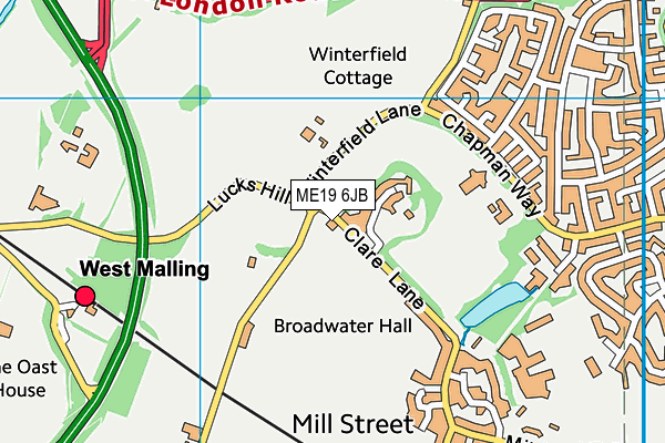 ME19 6JB map - OS VectorMap District (Ordnance Survey) ME19 6JB map - OS VectorMap District (Ordnance Survey)