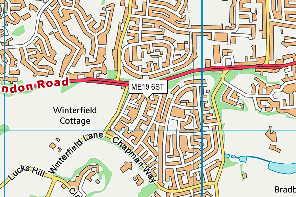 ME19 6ST map - OS VectorMap District (Ordnance Survey) ME19 6ST map - OS VectorMap District (Ordnance Survey)