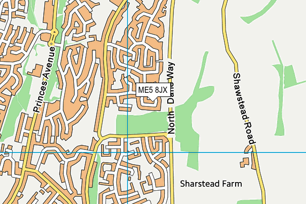 ME5 8JX map - OS VectorMap District (Ordnance Survey)