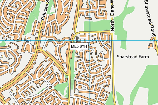ME5 8YH map - OS VectorMap District (Ordnance Survey) ME5 8YH map - OS VectorMap District (Ordnance Survey)