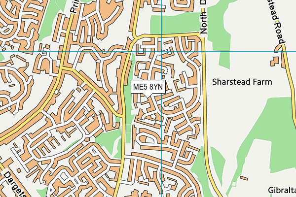 ME5 8YN map - OS VectorMap District (Ordnance Survey) ME5 8YN map - OS VectorMap District (Ordnance Survey)
