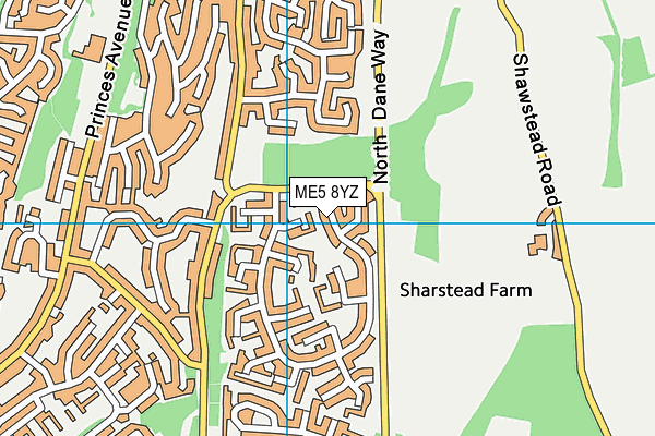 ME5 8YZ map - OS VectorMap District (Ordnance Survey) ME5 8YZ map - OS VectorMap District (Ordnance Survey)