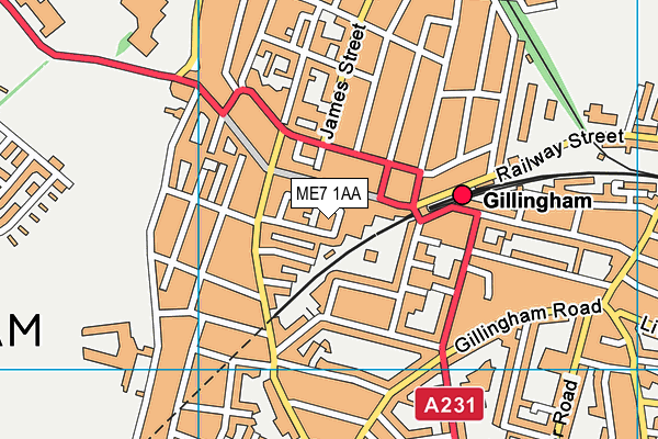 ME7 1AA map - OS VectorMap District (Ordnance Survey) ME7 1AA map - OS VectorMap District (Ordnance Survey)