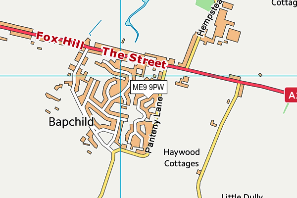 ME9 9PW map - OS VectorMap District (Ordnance Survey) ME9 9PW map - OS VectorMap District (Ordnance Survey)