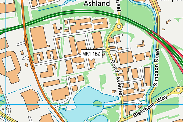 MK1 1BZ map - OS VectorMap District (Ordnance Survey) MK1 1BZ map - OS VectorMap District (Ordnance Survey)