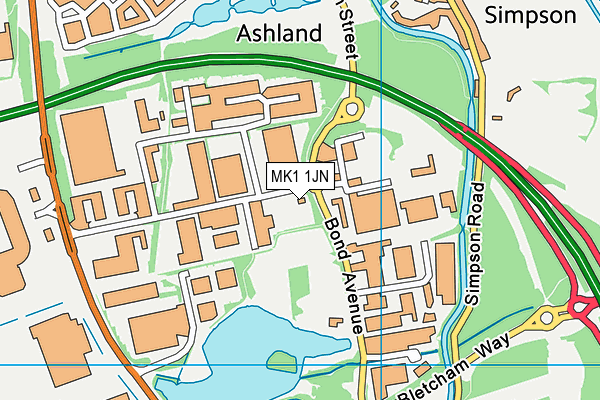 MK1 1JN map - OS VectorMap District (Ordnance Survey) MK1 1JN map - OS VectorMap District (Ordnance Survey)
