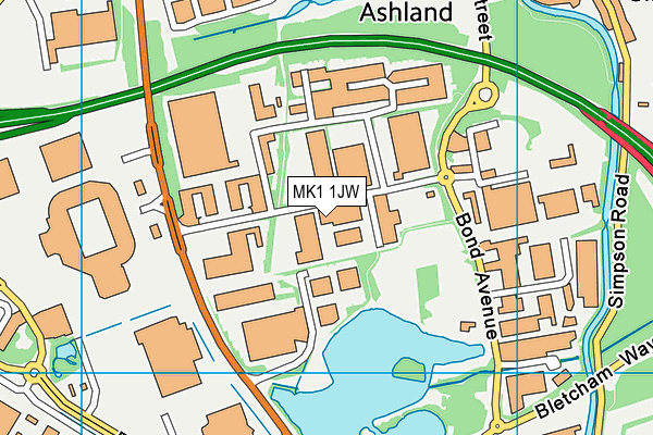MK1 1JW map - OS VectorMap District (Ordnance Survey) MK1 1JW map - OS VectorMap District (Ordnance Survey)