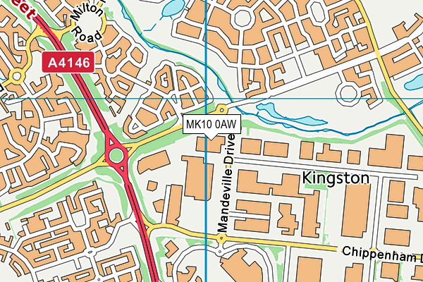 MK10 0AW map - OS VectorMap District (Ordnance Survey)
