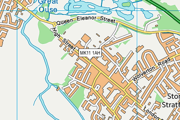 MK11 1AH map - OS VectorMap District (Ordnance Survey)