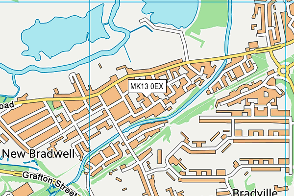 MK13 0EX map - OS VectorMap District (Ordnance Survey)