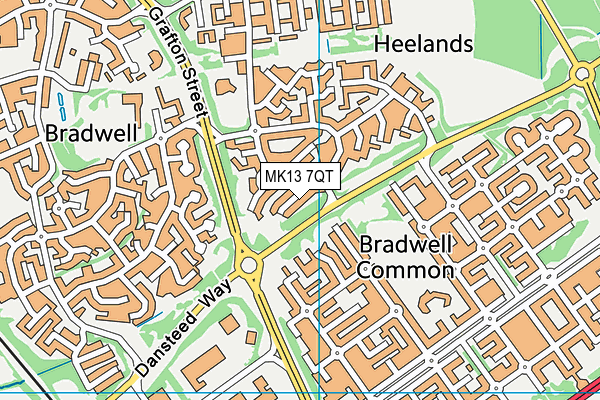 MK13 7QT map - OS VectorMap District (Ordnance Survey)