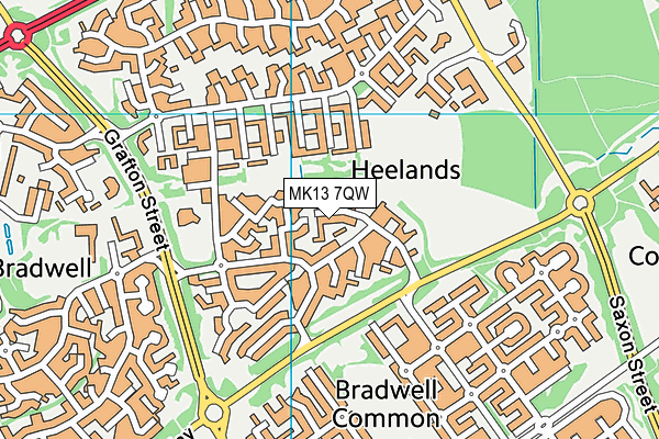 MK13 7QW map - OS VectorMap District (Ordnance Survey)