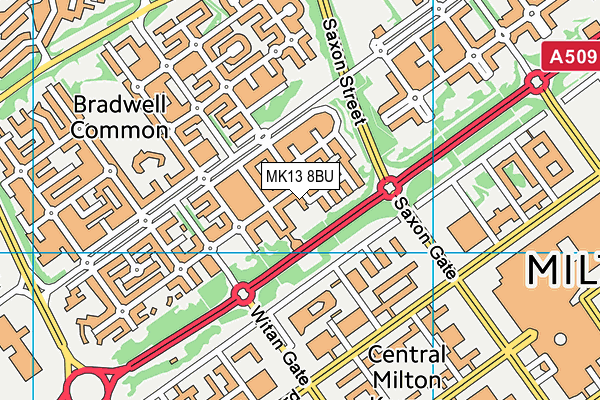 MK13 8BU map - OS VectorMap District (Ordnance Survey)